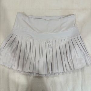 Gray and White Mini Skater Skirt with Pleats